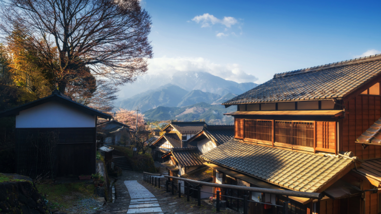 Magome juku town, Kiso valley au Japon
